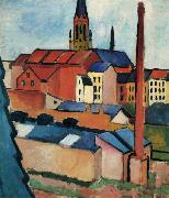 August Macke St. Mary's with Houses and Chimney (Bonn) Sweden oil painting artist